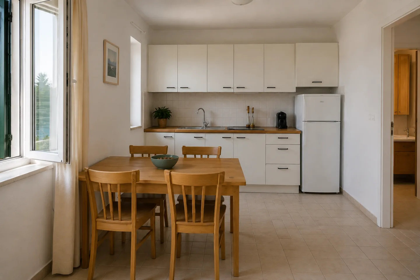 Kuhinja i blagovanje izmišljenog apartmana More